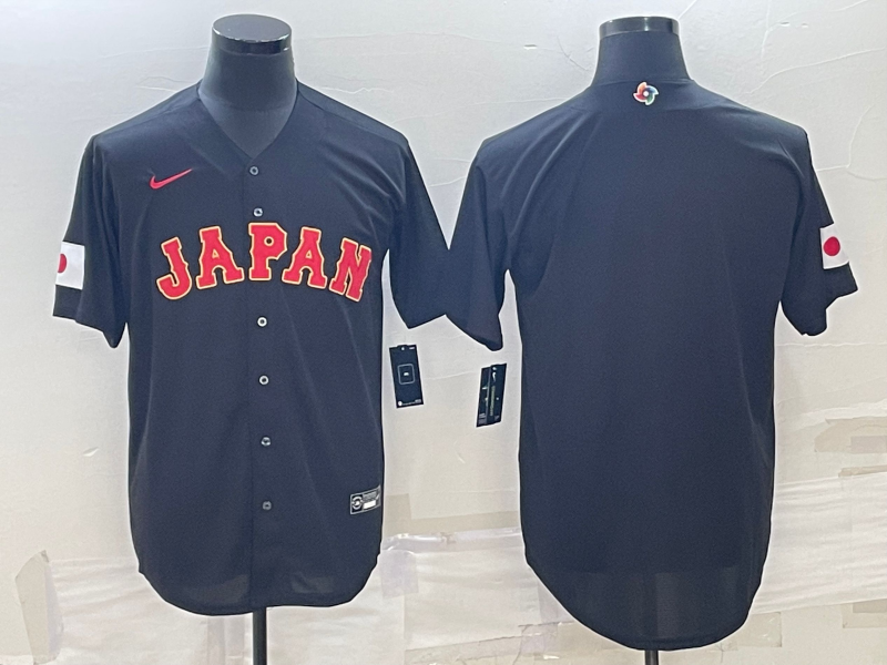 Men's 2023 World Baseball Classic Japan Black Blank Jersey1 baseball jersey product view 1