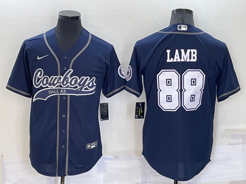 Men's Dallas Cowboys CeeDee Lamb #88 Navy Game Jersey1 Joint Edition football jersey product view 1