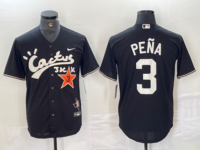 Men's Houston Astros Jeremy Pena #3 Black Limited Player Jersey1 baseball jersey product view 1