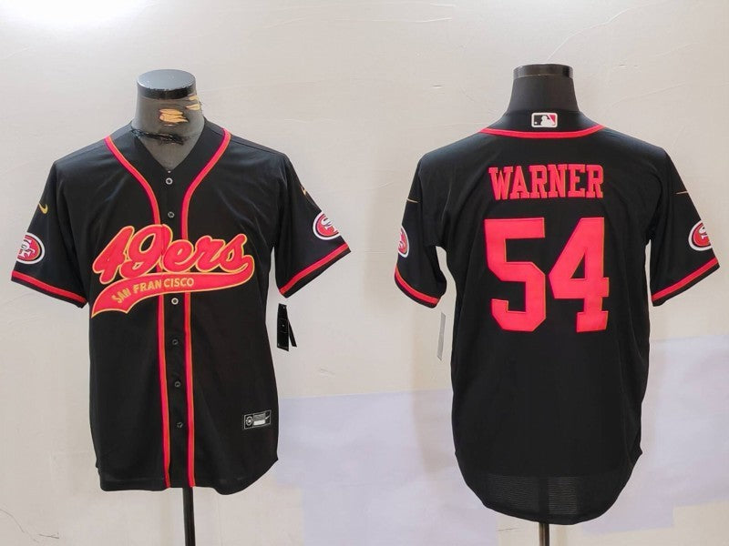 Men's San Francisco 49ers Fred Warner #54 Black Player Jersey1 football jersey product view 1