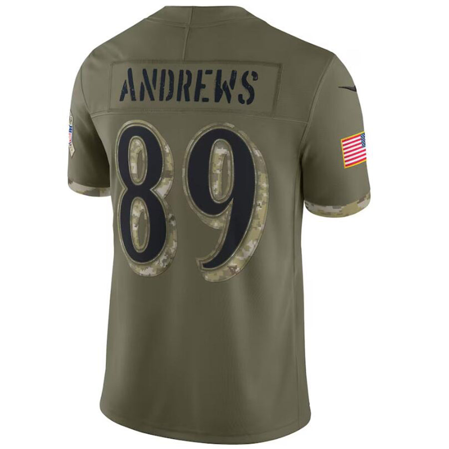 B.Ravens #89 Mark Andrews Olive Salute To Service Player Football Jerseys football jersey product view 1