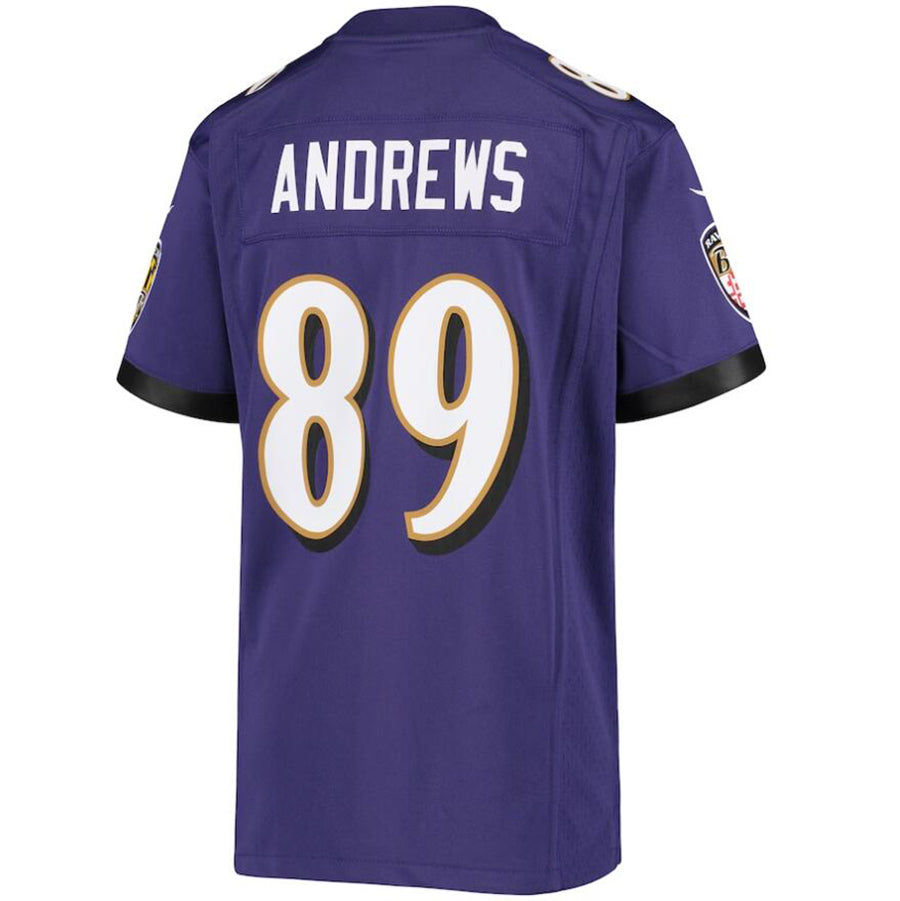 B.Ravens #89 Mark Andrews Purple Authentic Throwback Retired Player Player Football Jerseys football jersey product view 1