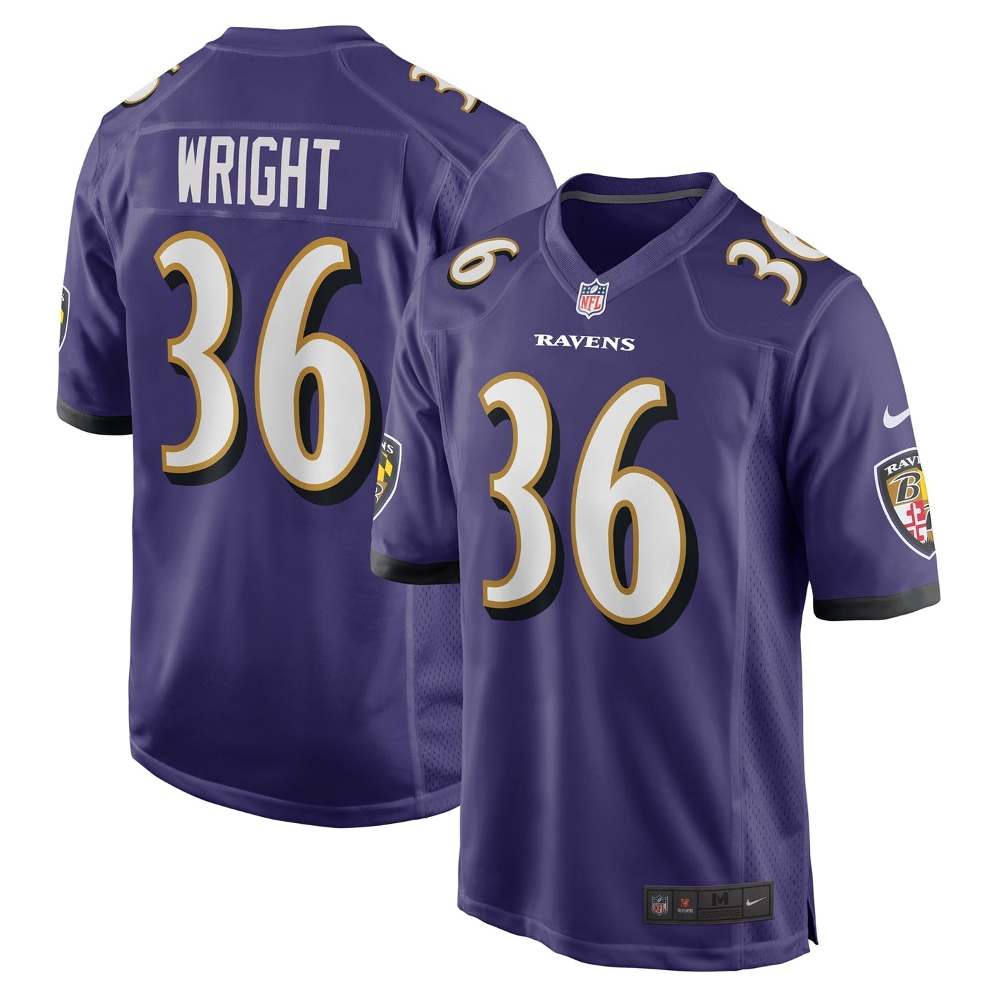Owen Wright Baltimore Ravens Nike Team Game Jersey - Purple football jersey product view 1