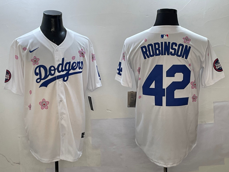 Men's Los Angeles Dodgers Jackie Robinson #42 White Alternate Replica Player Jersey1 baseball jersey product view 1