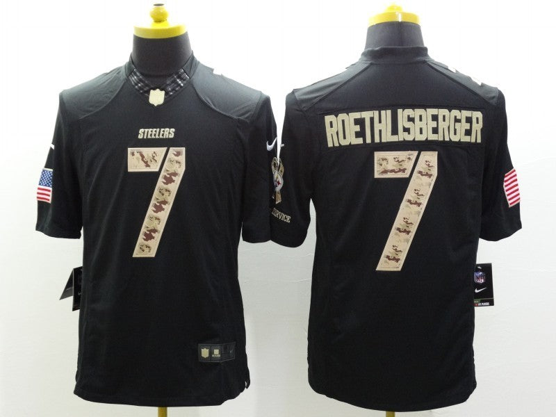 Men's Pittsburgh Steelers #7 Ben Roethlisberger Black Authentic Player Jersey1 football jersey product view 1