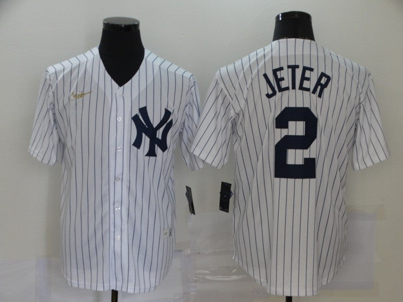 Men's New York Yankees Derek Jeter #2 White Player Jersey1 baseball jersey product view 1