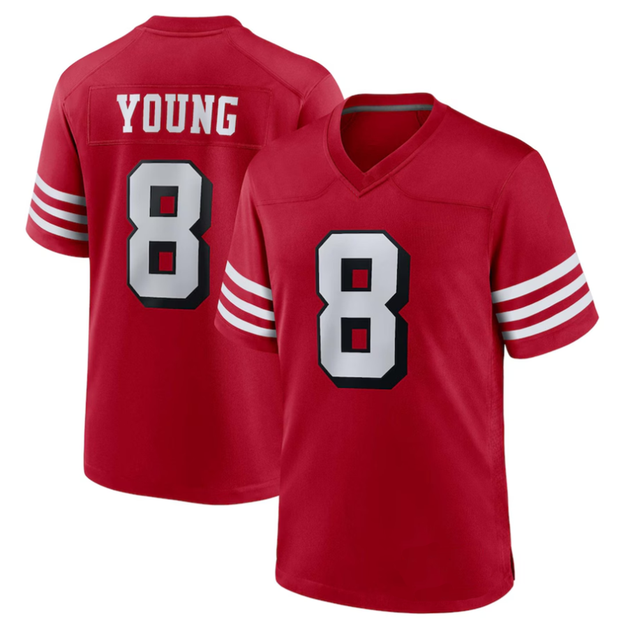 #8 Steve Young Player SF.49ers Scarlet Alternate Game Football Jerseys football jersey product view 2