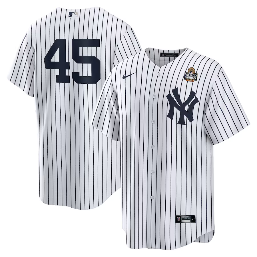 Men's New York Yankees Gerrit Cole #45 White 2024 World Series Home Replica Player Jersey baseball jersey product view 1