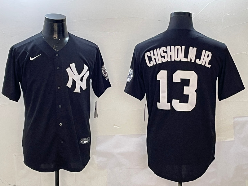 Men's New York Yankees Jazz Chisholm Jr. #13 Black Replica Player Jersey1 baseball jersey product view 1