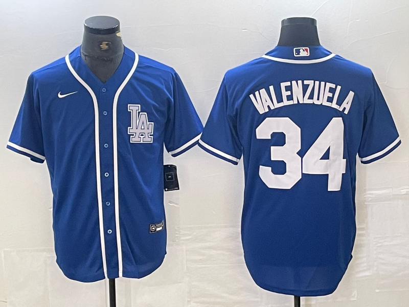 Men's Los Angeles Dodgers Fernando Valenzuela #34 Blue Limited Player Jersey1 baseball jersey product view 1