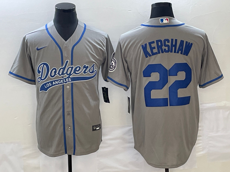 Men's Los Angeles Dodgers Clayton Kershaw #22 Gray Player Jersey1 Joint Edition baseball jersey product view 1