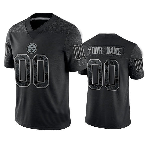 Custom1 Pittsburgh Steelers Active Player Reflective Limited Stitched Jersey1 Black Football Jerseys football jersey product view 1
