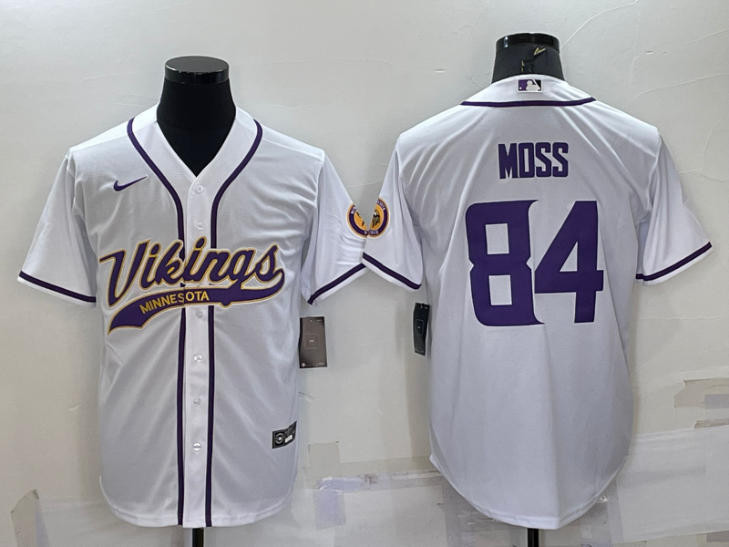 Men's Minnesota Vikings Randy Moss #84 White Game Jersey1 Joint Edition football jersey product view 1