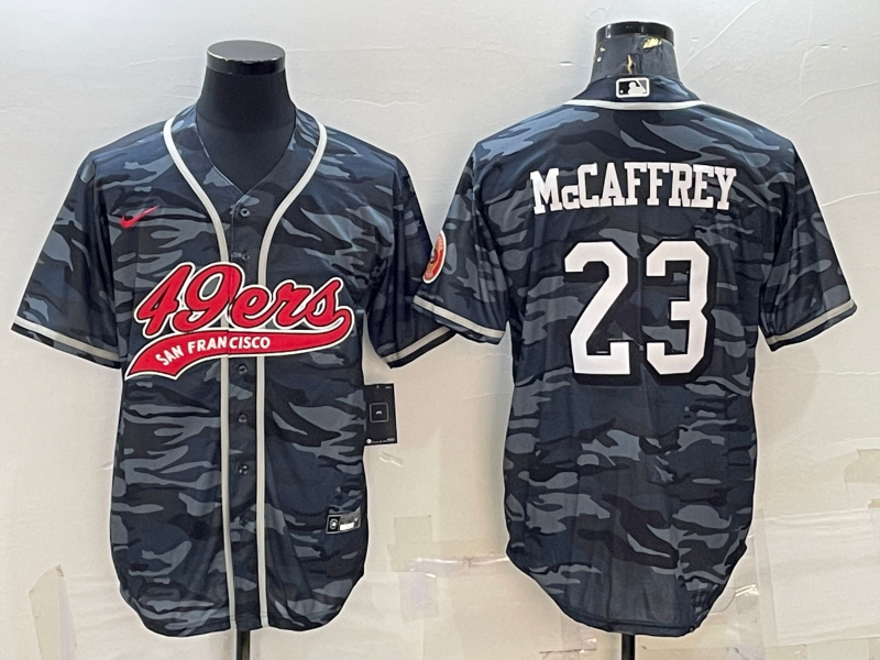 Men's San Francisco 49ers Christian McCaffrey #23 Grey Camouflage Game Jersey1 Joint Edition football jersey product view 1