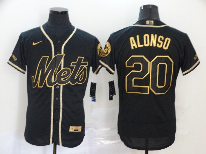 Men's New York Mets Pete Alonso #20 Black Stitched Jersey1 baseball jersey product view 1