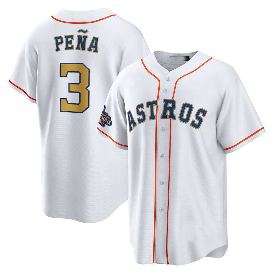 #3 Jeremy Pena Houston Astros 2023 gold collection replica-player Jerseys White Stitches Baseball Jerseys baseball jersey product view 1