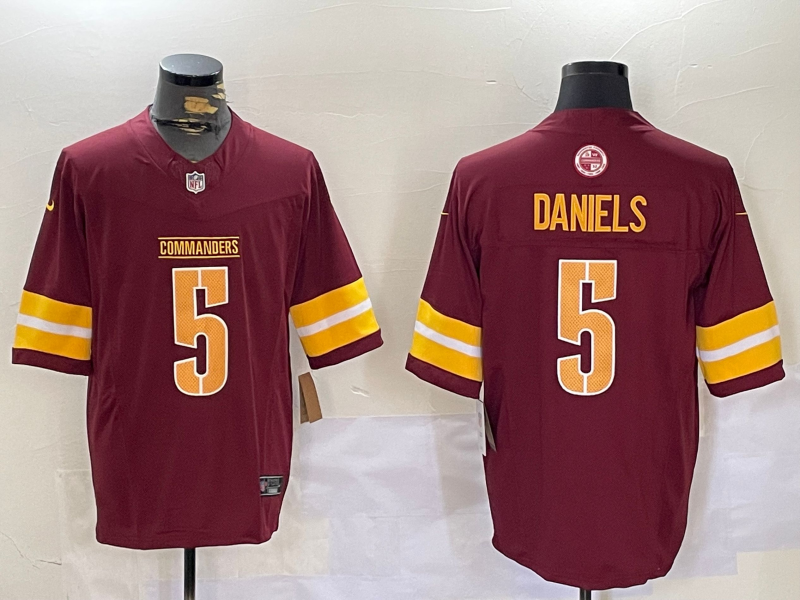 Men's Washington Commanders Jayden Daniels #5 Burgundy Player Jersey1 football jersey product view 1