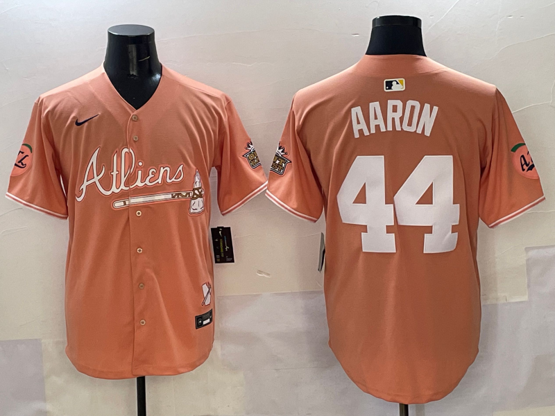 Men's Atlanta Braves Hank Aaron #44 Pink 2025 City Connect Limited Player Jersey baseball jersey product view 1