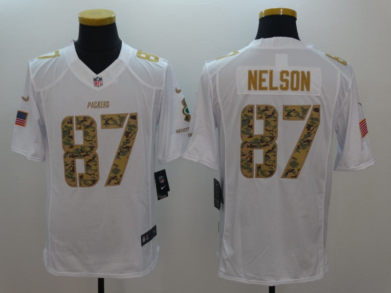 Men's Green Bay Packers Jordy Nelson #87 White Player Game Jersey1 football jersey product view 1