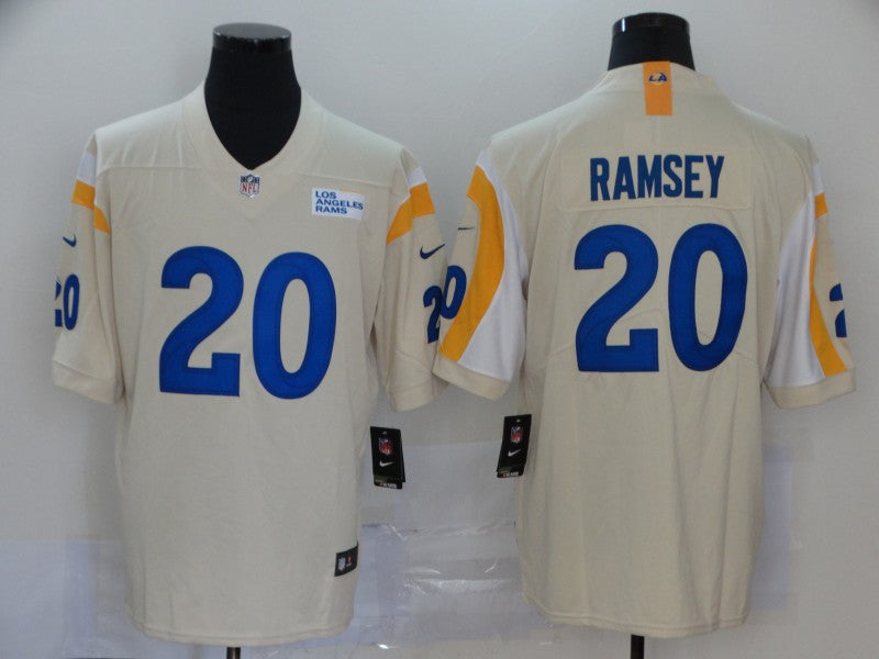 Men's Los Angeles Rams Jalen Ramsey #20 Beige Vapor Limited Jersey1 football jersey product view 1