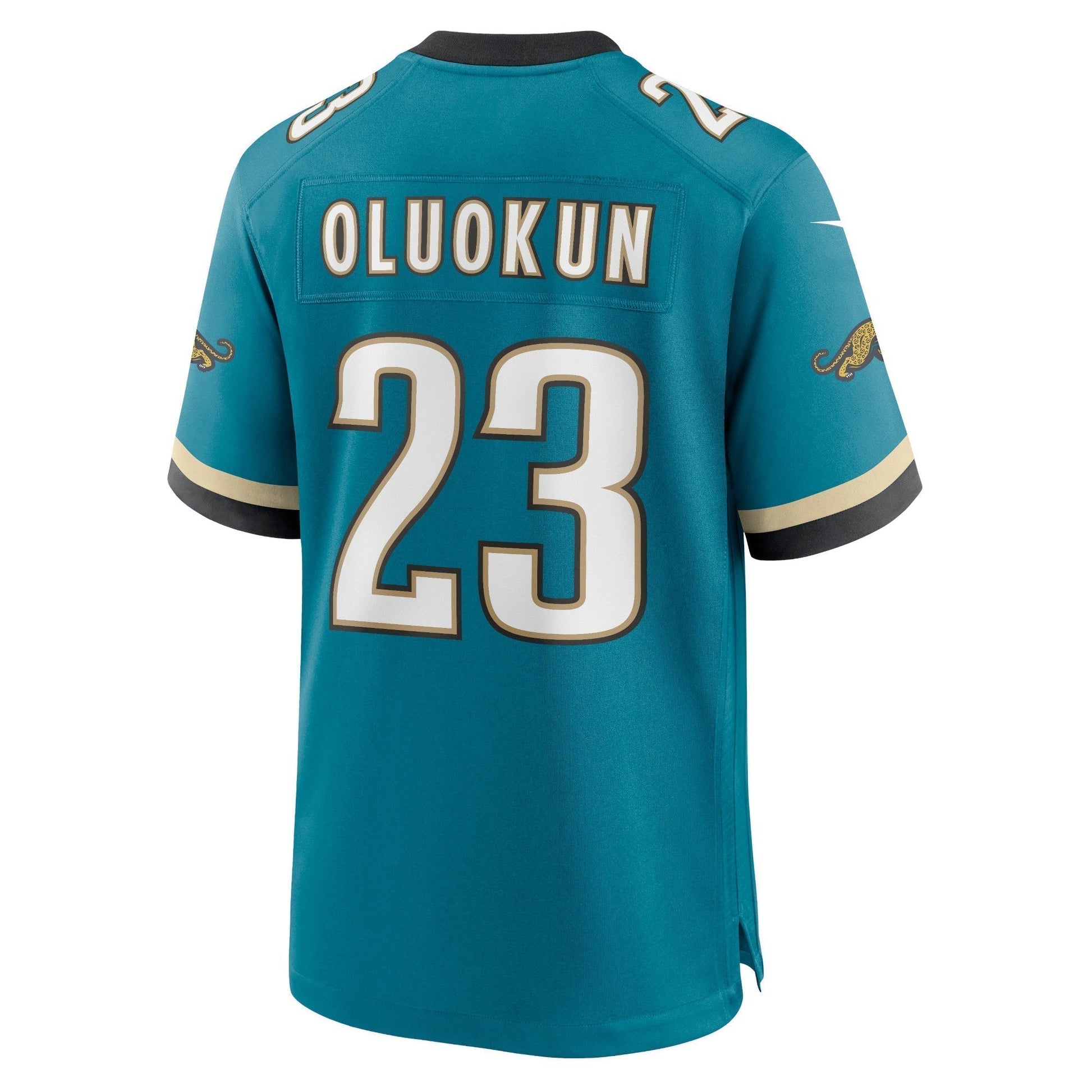 Foye Oluokun Jacksonville Jaguars Nike Prowler Throwback Game Jersey - Teal football jersey product view 3