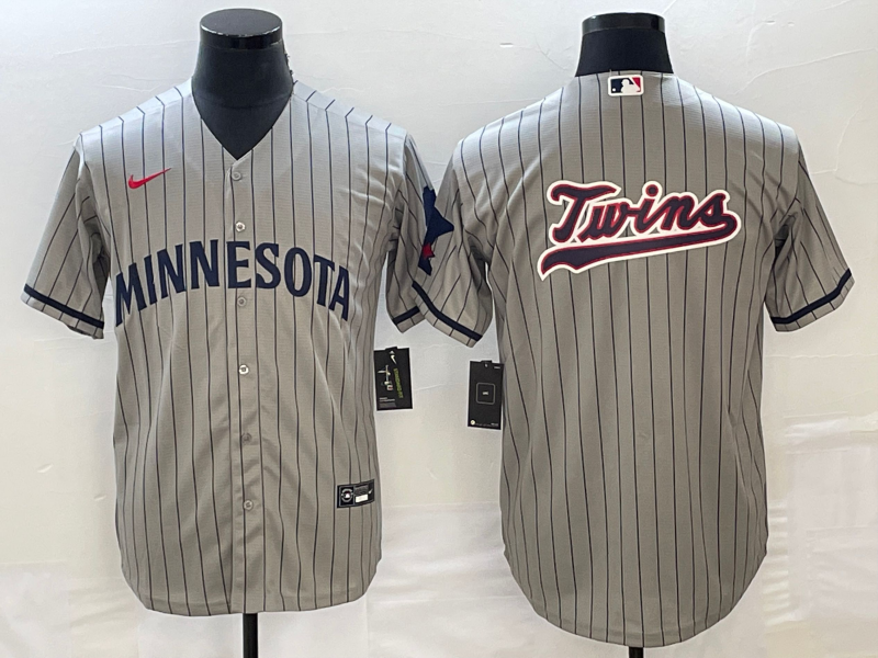 Men's Minnesota Twins Gray Alternate Replica Team Logo Jersey1 baseball jersey product view 1