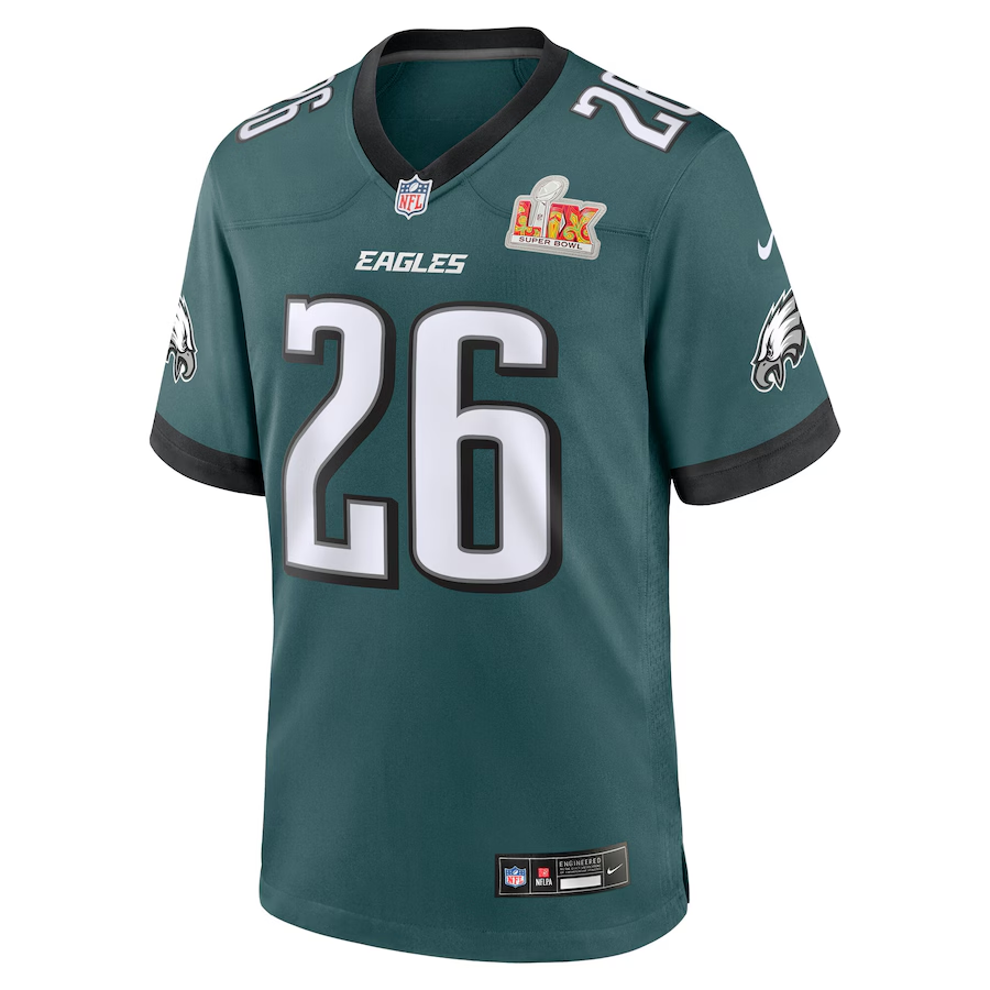 Men's Philadelphia Eagles Saquon Barkley Nike Carbon Green Super Bowl LIX Fashion Game Player Jersey football jersey product view 2