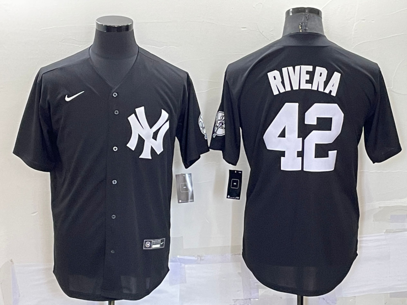 Men's New York Yankees Mariano Rivera #42 Black Replica Baseball Jersey1 baseball jersey product view 1