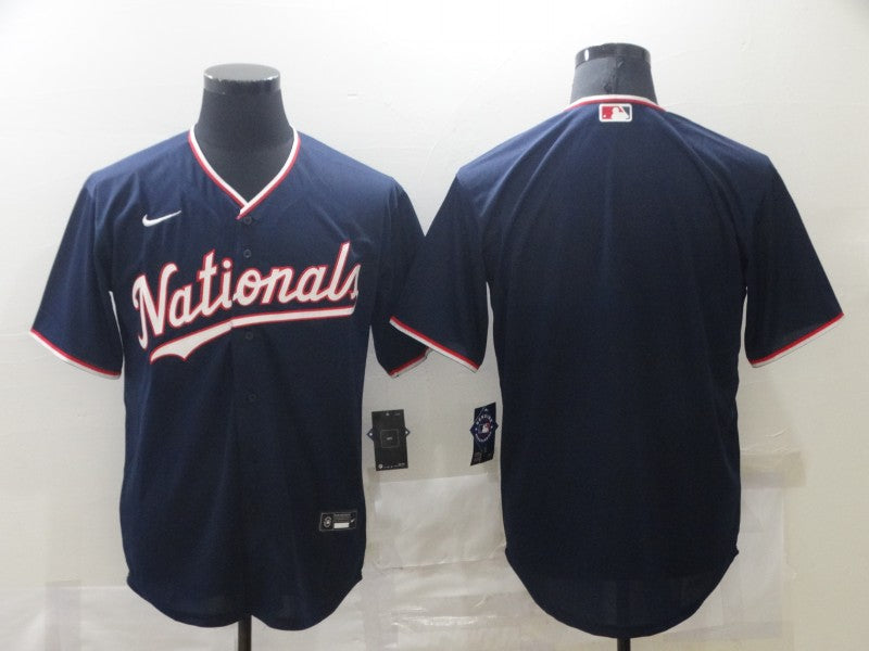Men's Washington Nationals Navy Alternate Replica Blank Jersey1 baseball jersey product view 1
