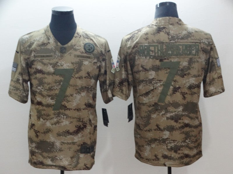 Men's Pittsburgh Steelers Ben Roethlisberger #7 Camouflage Game Jersey1 football jersey product view 1
