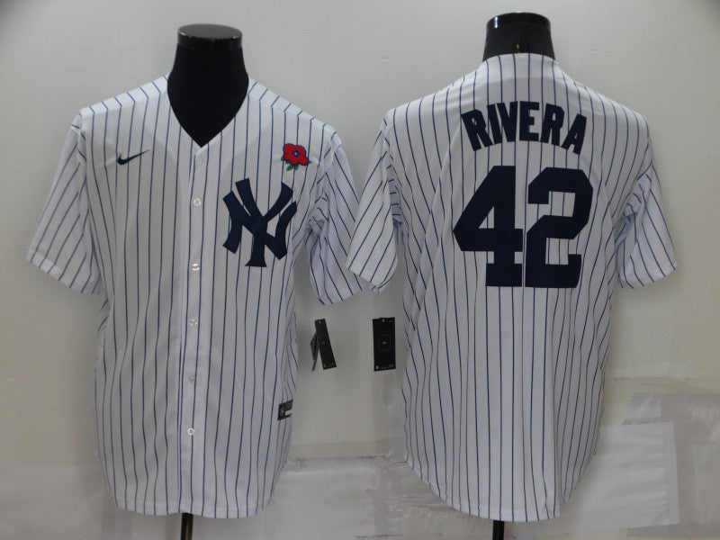 Men's New York Yankees Mariano Rivera #42 White Replica Player Jersey1 baseball jersey product view 1