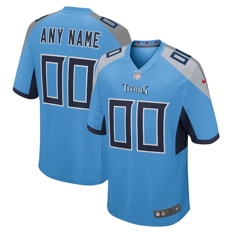Custom Tennessee Titans Light Blue Alternate Game Jersey1 football jersey product view 1