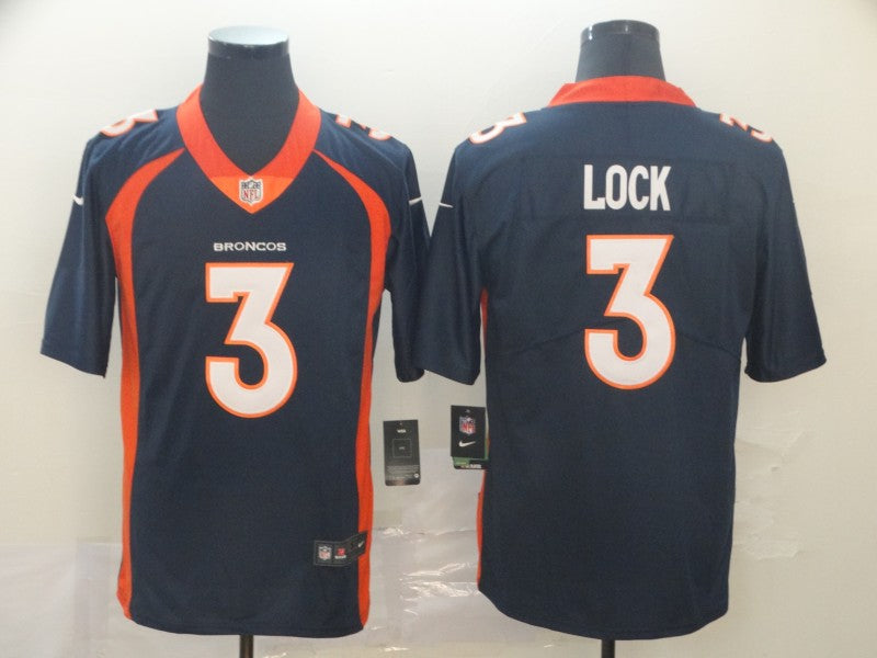 Men's Denver Broncos Drew Lock #3 Navy Game Jersey1 football jersey product view 1