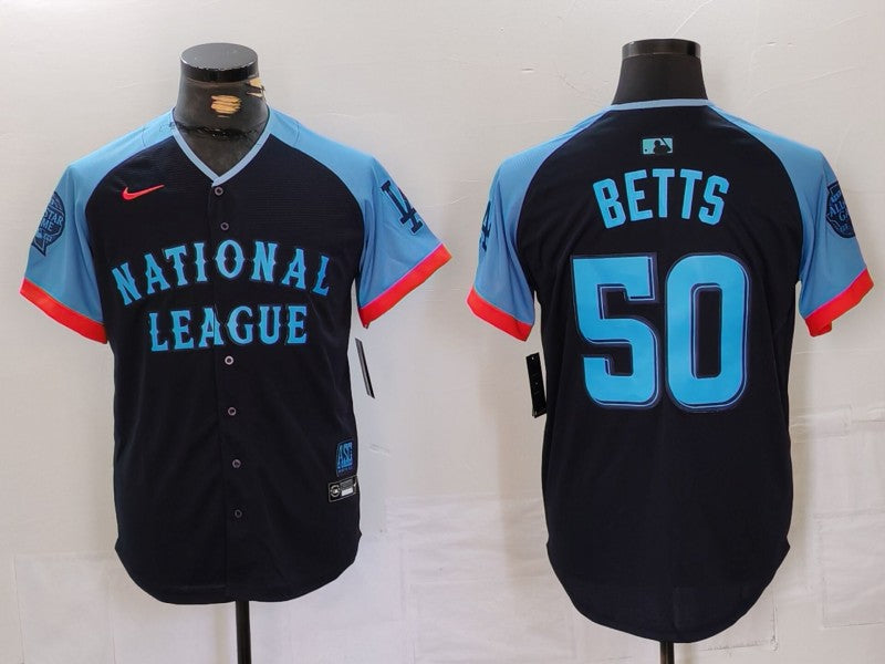 Men's National League Mookie Betts #50 Navy 2024 MLB All-Star Game Limited Player Jersey1 baseball jersey product view 1