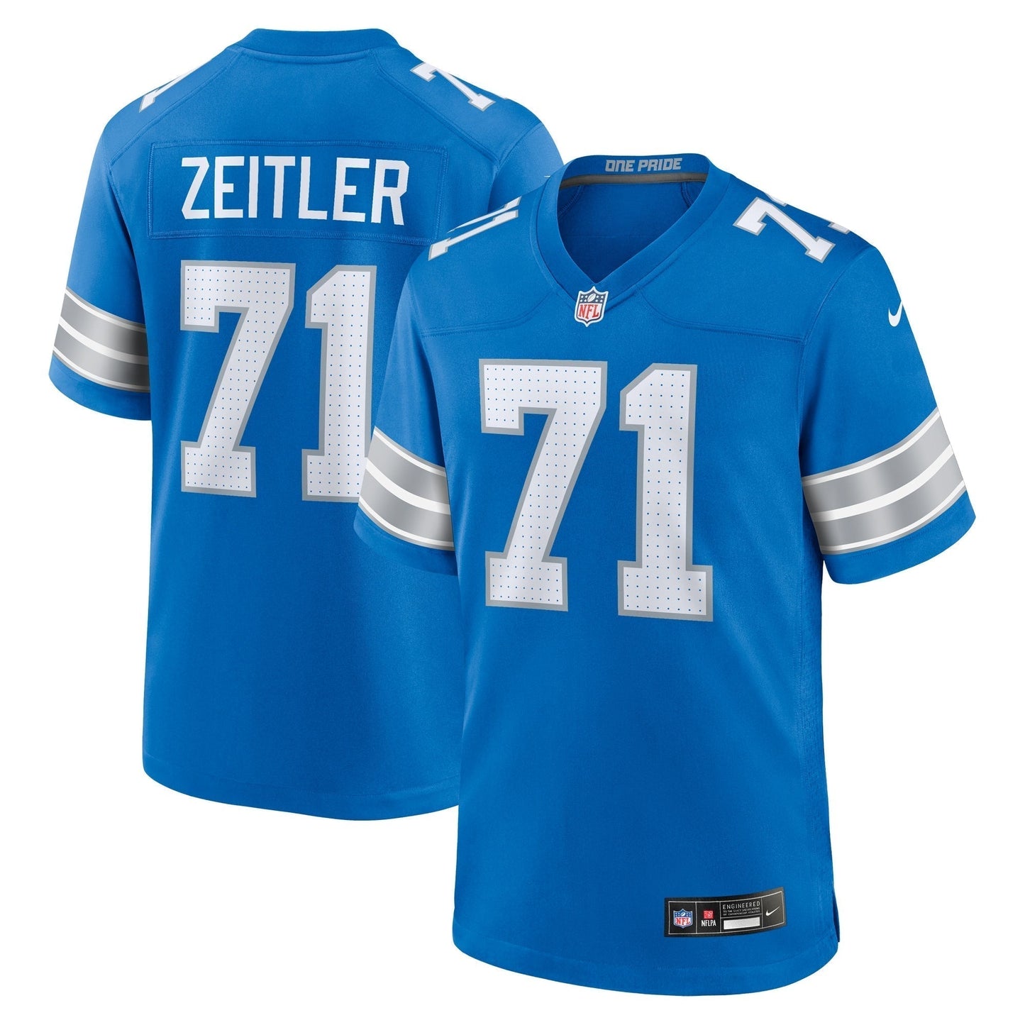 Kevin Zeitler Detroit Lions Nike Game Jersey - Blue football jersey product view 1