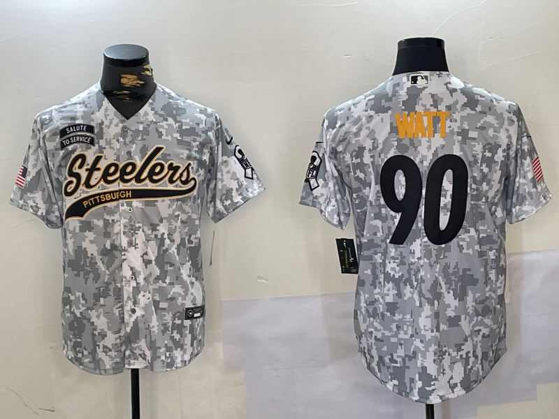 Men's Pittsburgh Steelers T.J. Watt #90 Arctic Camo Salute to Service Limited Jersey1 football jersey product view 1