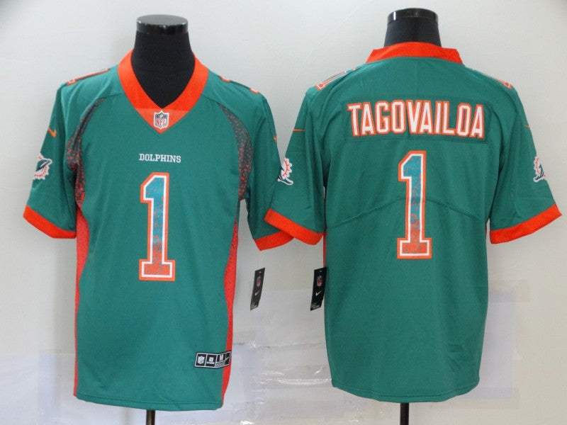Men's Miami Dolphins Tua Tagovailoa #1 Green Game Jersey1 football jersey product view 1