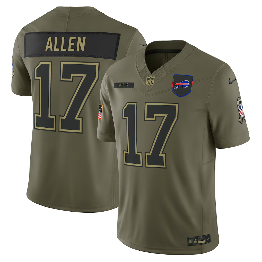 Men's Buffalo Bills Josh Allen Nike Olive 2025 Salute to Service Limited Jersey football jersey product view 1