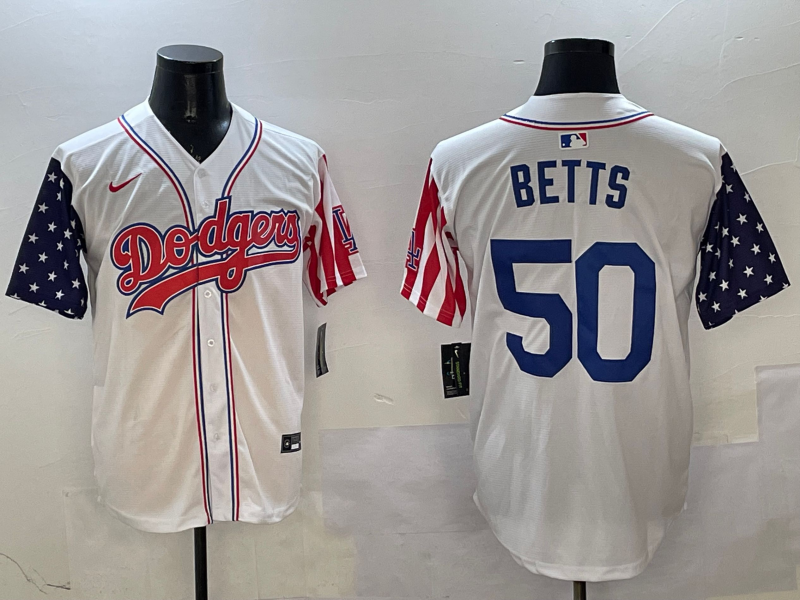 Men's Los Angeles Dodgers Mookie Betts White Replica Game Jersey1 baseball jersey product view 1