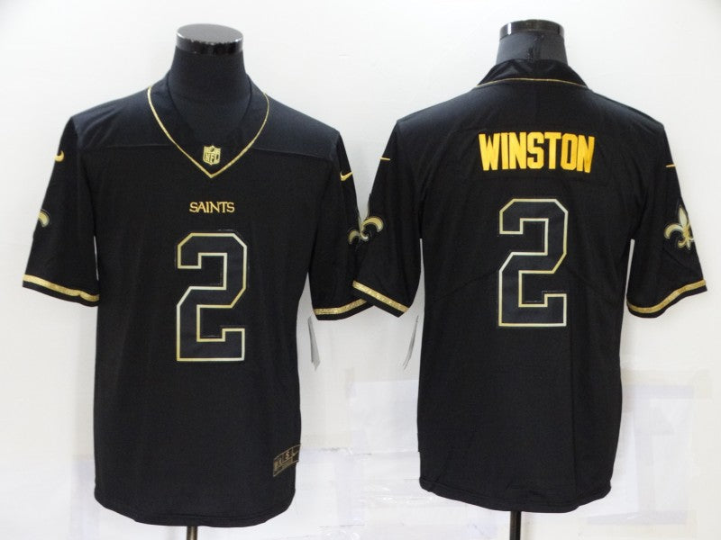 Men's New Orleans Saints Jameis Winston #2 Black Game Player Jersey1 football jersey product view 1