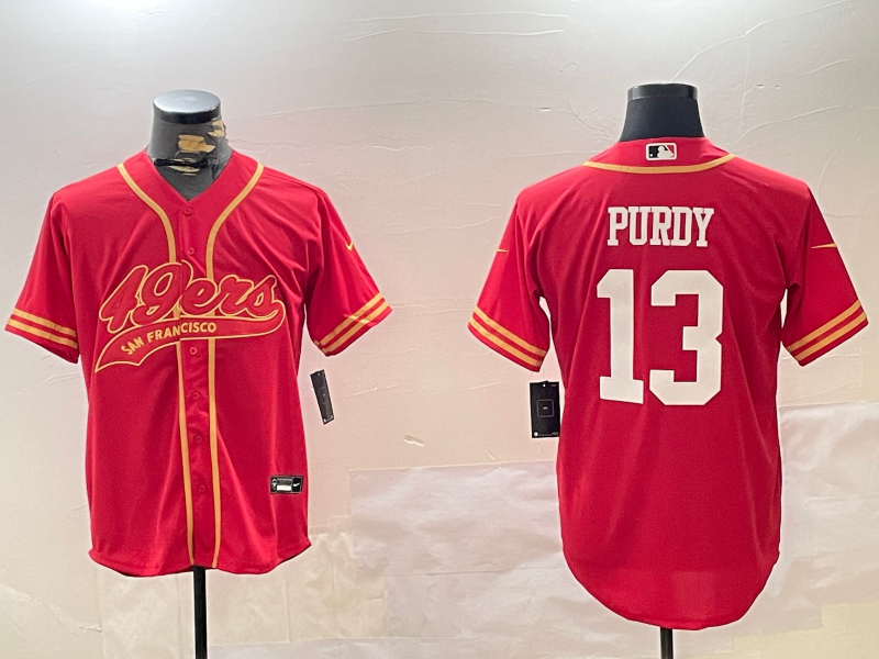 Men's San Francisco 49ers Brock Purdy #13 Scarlet Team Game Jersey1 football jersey product view 1