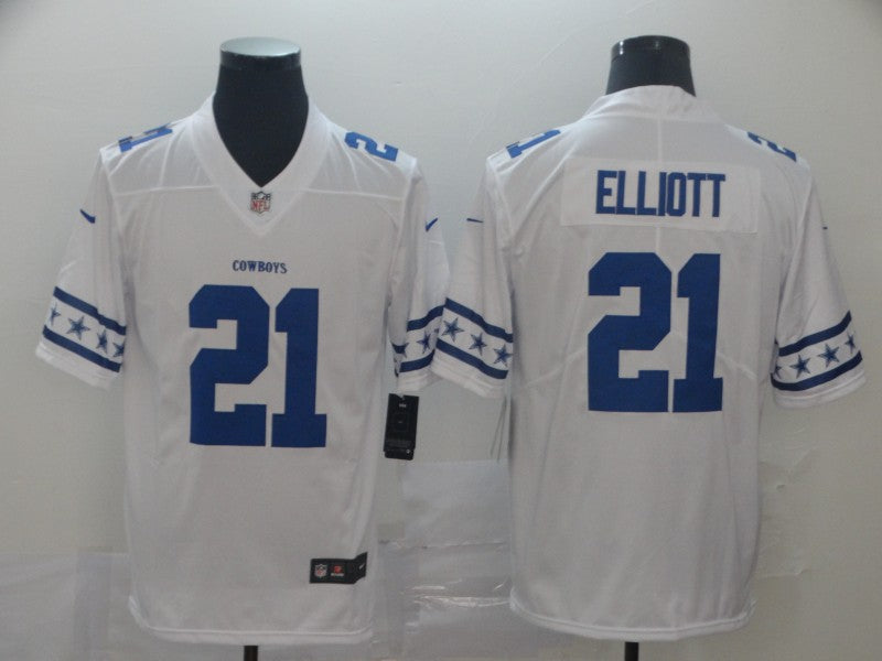 Men's Dallas Cowboys #21 Ezekiel Elliott White Game Player Jersey1 football jersey product view 1