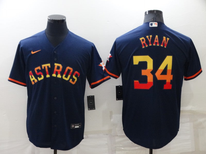Men's Houston Astros Nolan Ryan #34 Navy Replica Player Jersey1 baseball jersey product view 1