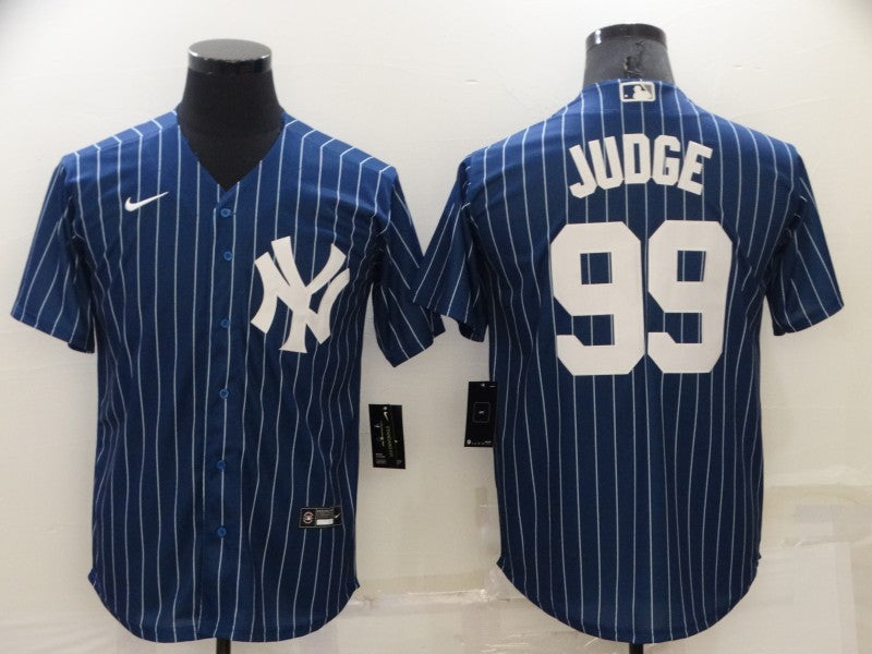 Men's New York Yankees Aaron Judge #99 Blue Replica Baseball Jersey1 baseball jersey product view 1