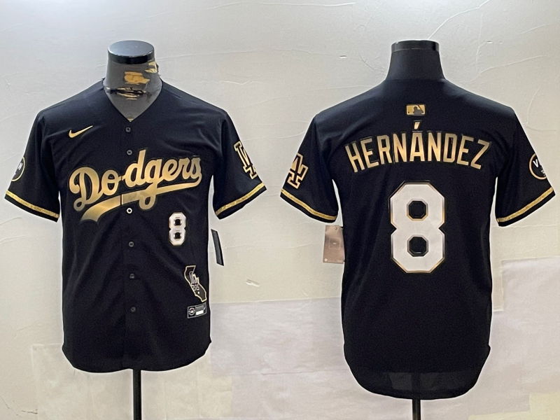 Men's Los Angeles Dodgers Enrique Hernandez #8 Black Game Player Jersey1 baseball jersey product view 1