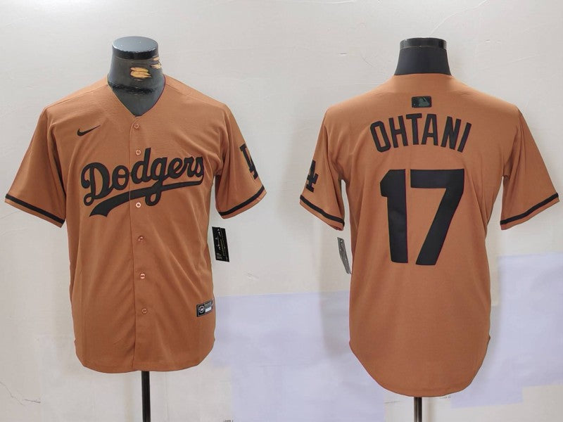 Men's Los Angeles Dodgers Shohei Ohtani #17 Brown Game Player Jersey1 baseball jersey product view 1