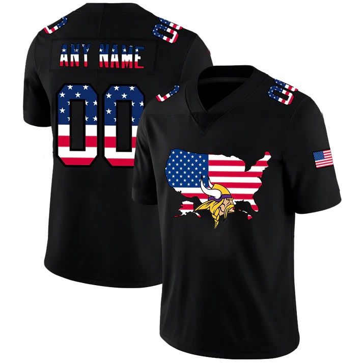 Custom1 Minnesota Vikings Black Limited Fashion Flag Stitched Jerseys Football Jerseys football jersey product view 1