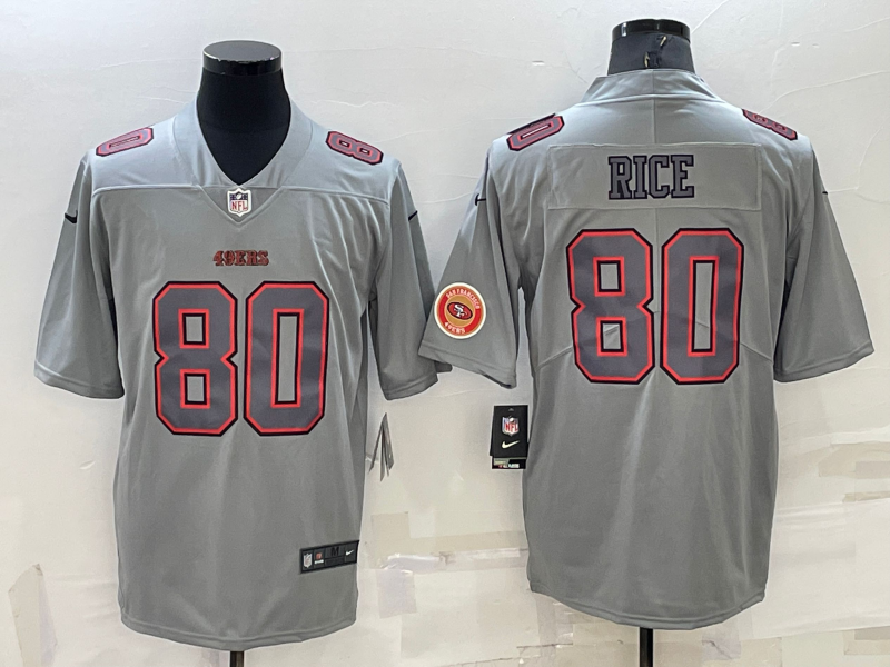 Men's San Francisco 49ers Jerry Rice #80 Gray Atmosphere Game Jersey1 football jersey product view 1