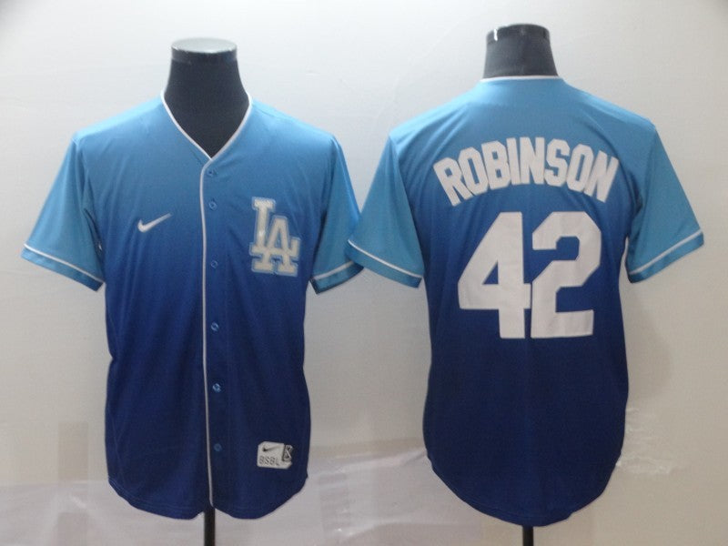 Men's Los Angeles Dodgers Jackie Robinson #42 Blue Stitched Baseball Jersey1 baseball jersey product view 1