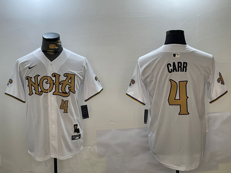 Men's New Orleans Saints Derek Carr #4 White Player Jersey1 football jersey product view 1